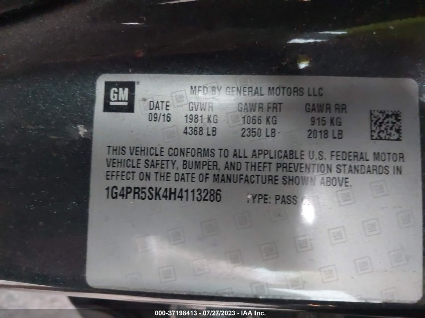 2017 BUICK VERANO SPORT TOURING - 1G4PR5SK4H4113286