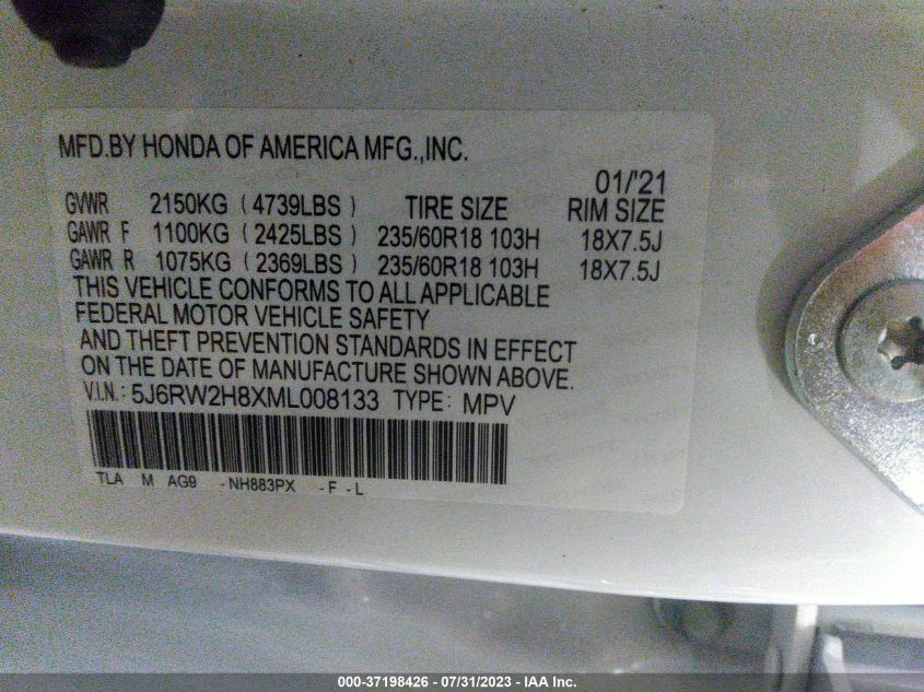 2021 HONDA CR-V EX-L - 5J6RW2H8XML008133