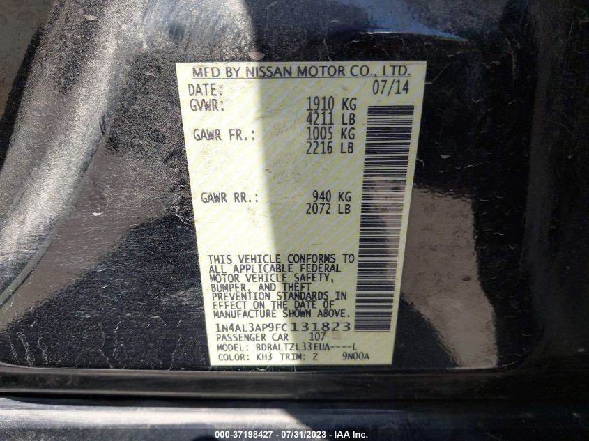 2015 NISSAN ALTIMA 2.5 SL - 1N4AL3AP9FC131823