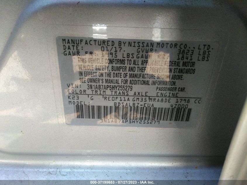 2017 NISSAN SENTRA S - 3N1AB7AP5HY255279