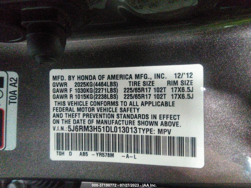 2013 HONDA CR-V EX - 5J6RM3H51DL013013