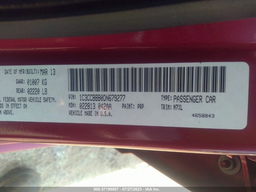 2013 CHRYSLER 200 TOURING - 1C3CCBBB0DN679277