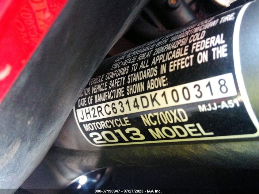 2013 HONDA NC700X DCT - JH2RC6314DK100318