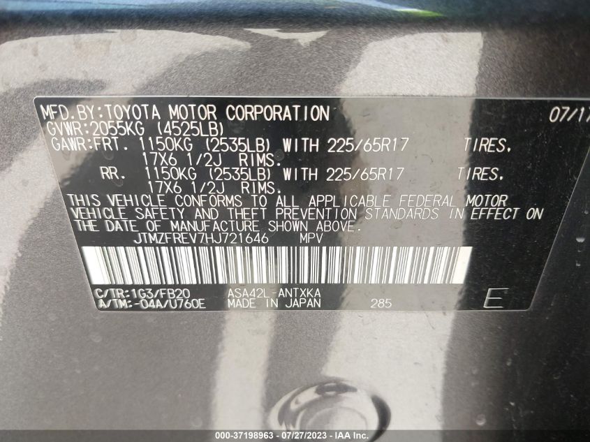 2017 TOYOTA RAV4 LE - JTMZFREV7HJ721646