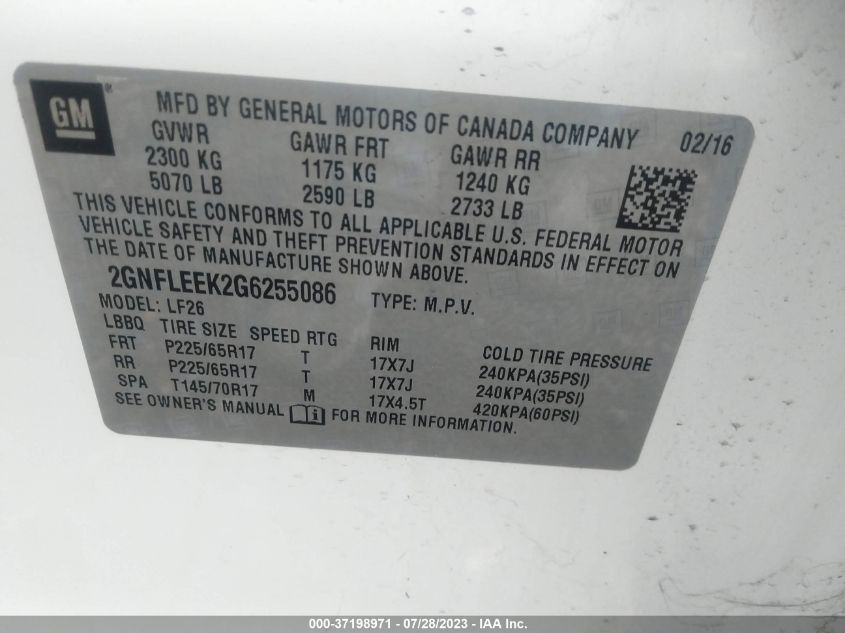 2016 CHEVROLET EQUINOX LS - 2GNFLEEK2G6255086