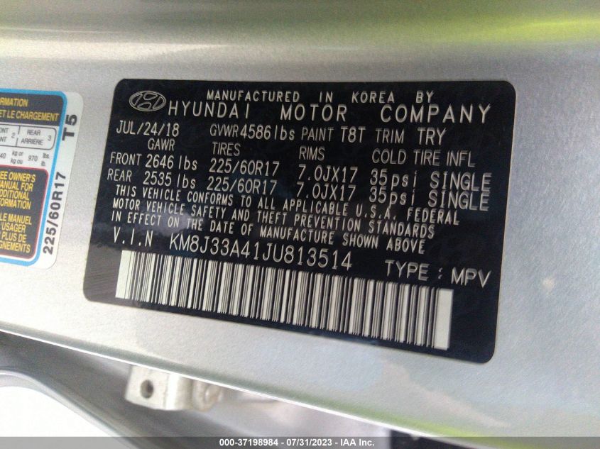2018 HYUNDAI TUCSON SEL PLUS - KM8J33A41JU813514