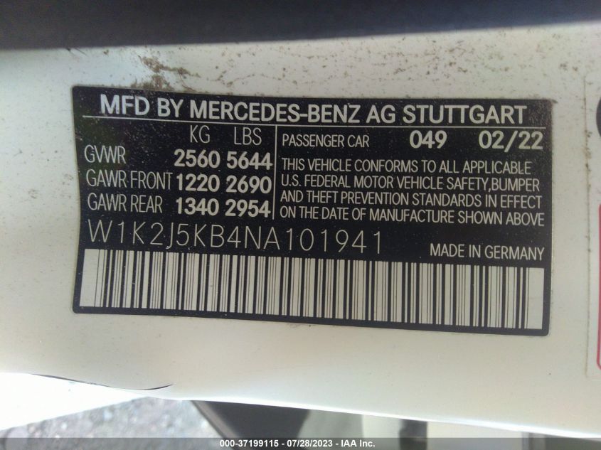 2022 MERCEDES-BENZ CLS CLS 450 W1K2J5KB4NA101941