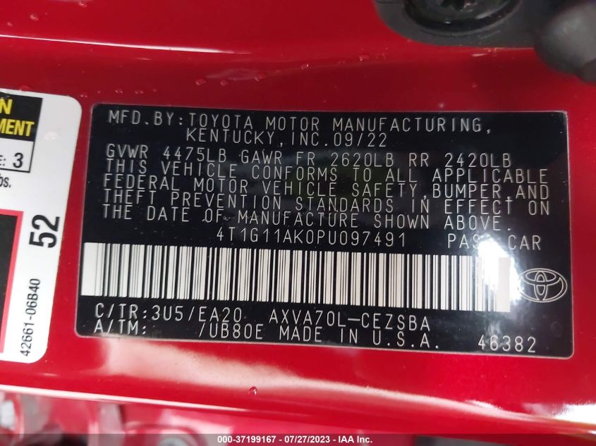2023 TOYOTA CAMRY SE/SE NIGHTSHADE - 4T1G11AK0PU097491