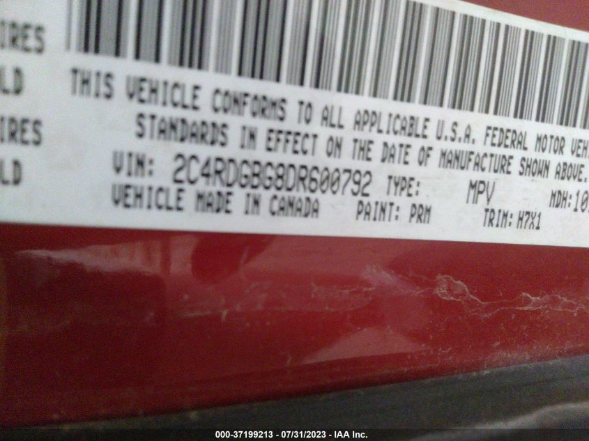 2013 DODGE GRAND CARAVAN SE - 2C4RDGBG8DR600792