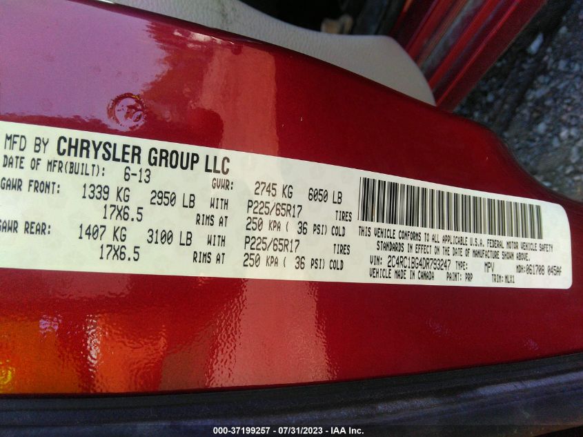 2013 CHRYSLER TOWN & COUNTRY TOURING - 2C4RC1BG4DR793247