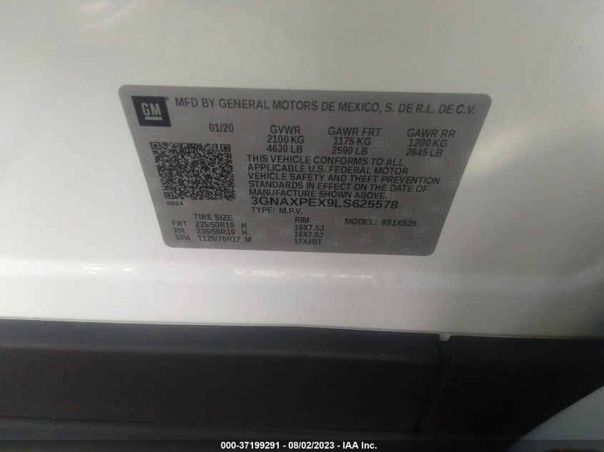 2020 CHEVROLET EQUINOX PREMIER - 3GNAXPEX9LS625578
