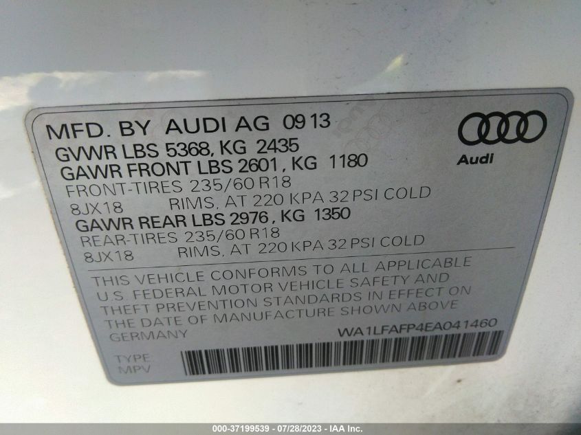 WA1LFAFP4EA041460 2014 AUDI Q5, photo no. 9