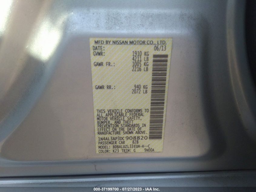 2013 NISSAN ALTIMA 2.5 SV - 1N4AL3AP3DC908820