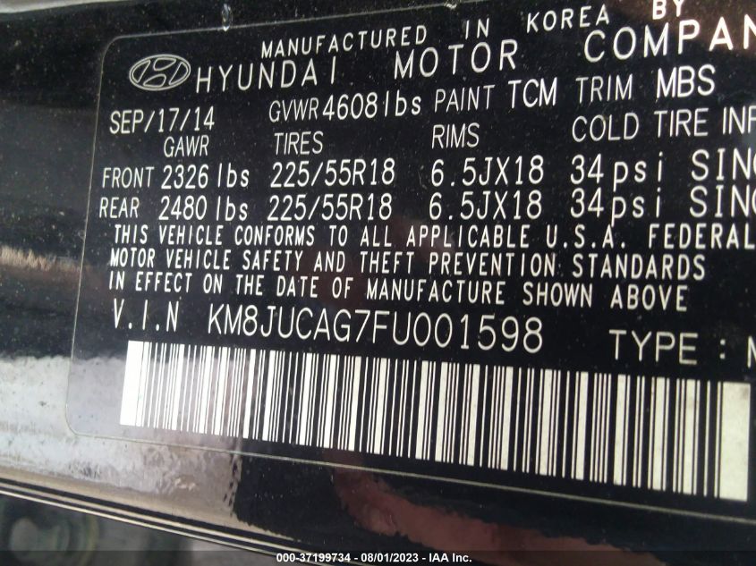 2015 HYUNDAI TUCSON LIMITED - KM8JUCAG7FU001598