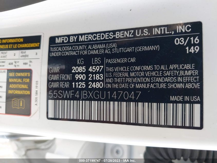 2016 MERCEDES-BENZ C-CLASS C 300 - 55SWF4JBXGU147047