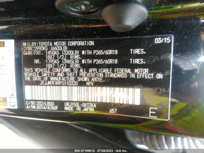 2015 LEXUS GX 460 LUXURY - JTJJM7FX9F5110320