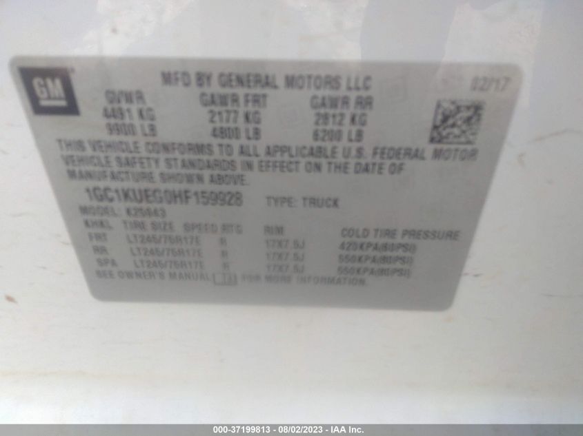 2017 CHEVROLET SILVERADO 2500HD WORK TRUCK - 1GC1KUEG0HF159928