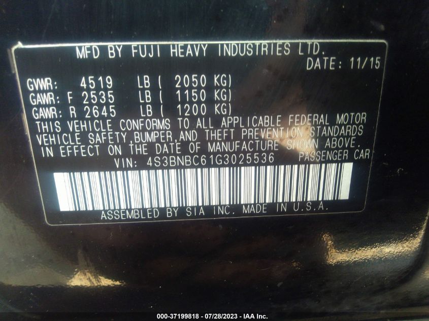 2016 SUBARU LEGACY 2.5I PREMIUM - 4S3BNBC61G3025536