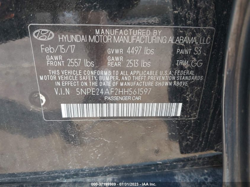 2017 HYUNDAI SONATA 2.4L - 5NPE24AF2HH561597