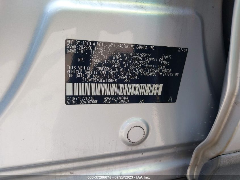 2014 TOYOTA RAV4 XLE - 2T3WFREV3EW119648