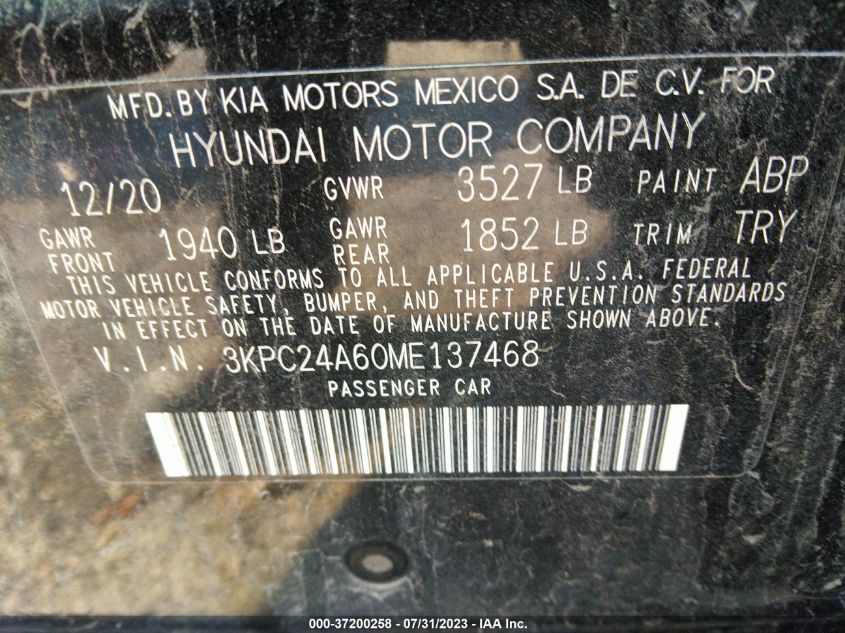 2021 HYUNDAI ACCENT SE - 3KPC24A60ME137468