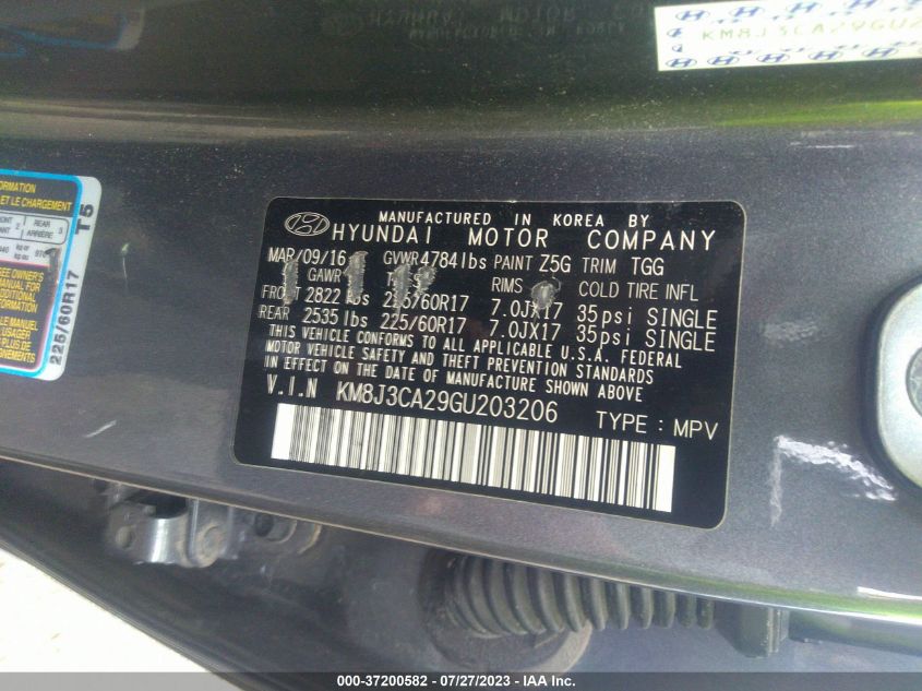 2016 HYUNDAI TUCSON ECO - KM8J3CA29GU203206