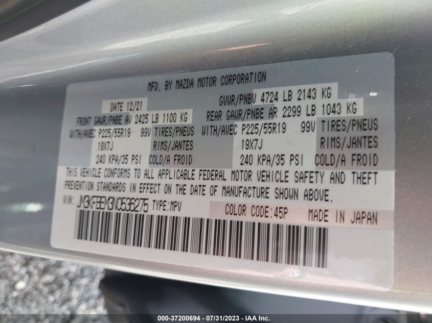 2022 MAZDA CX-5 2.5 S PREMIUM PLUS - JM3KFBEM3N0536275