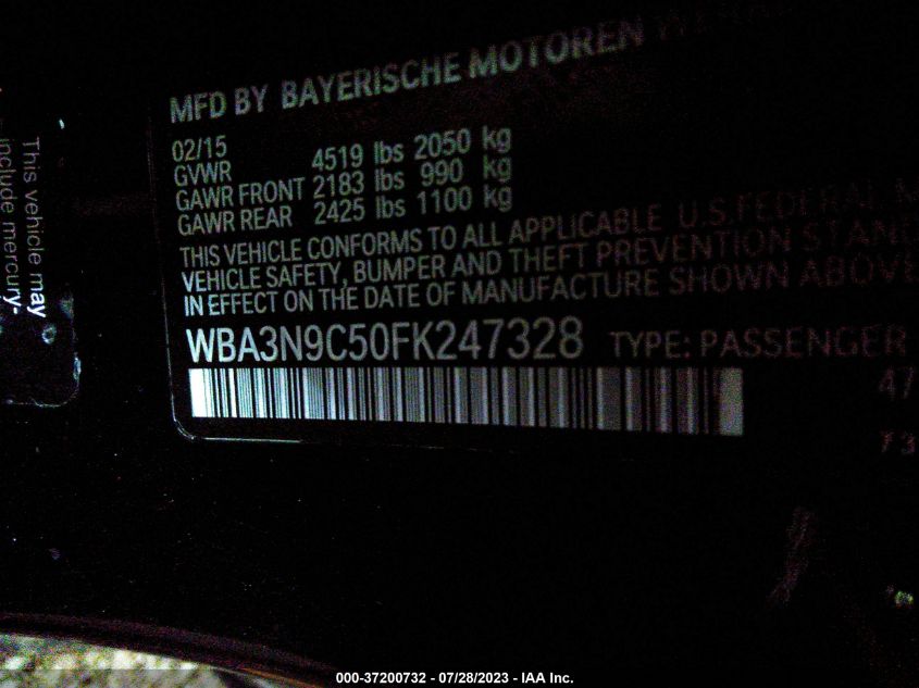 2015 BMW 4 SERIES 428I XDRIVE - WBA3N9C50FK247328