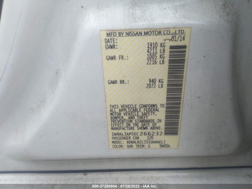 2014 NISSAN ALTIMA 2.5 S - 1N4AL3AP5EC266232