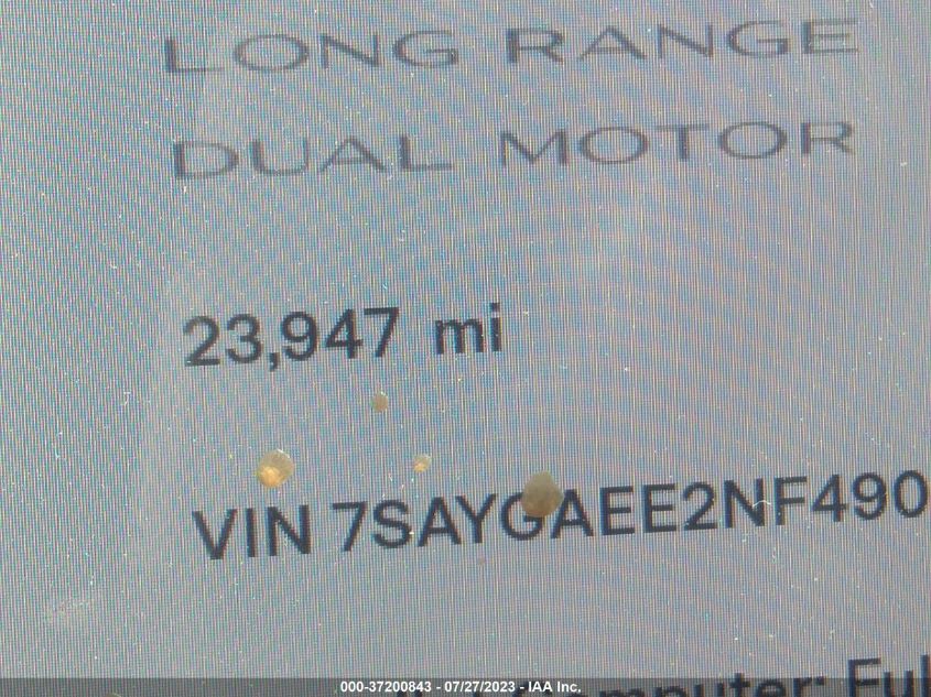 2022 TESLA MODEL Y LONG RANGE - 7SAYGAEE2NF490428