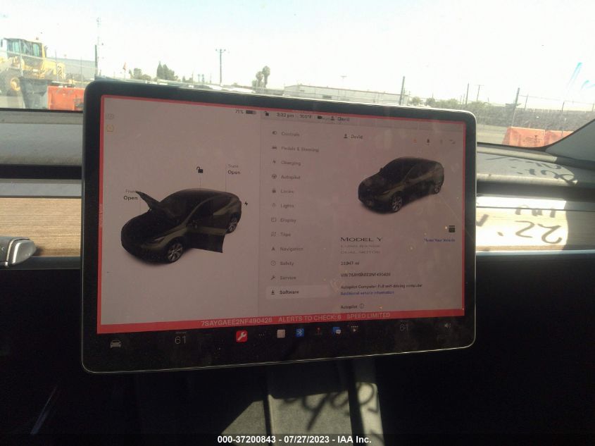 2022 TESLA MODEL Y LONG RANGE - 7SAYGAEE2NF490428