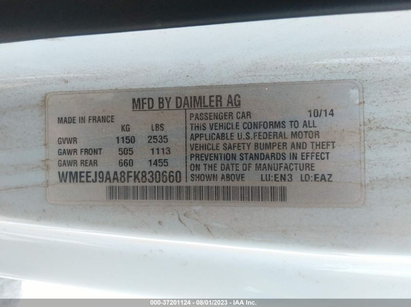 2015 SMART FORTWO ELECTRIC DRIVE PASSION - WMEEJ9AA8FK830660