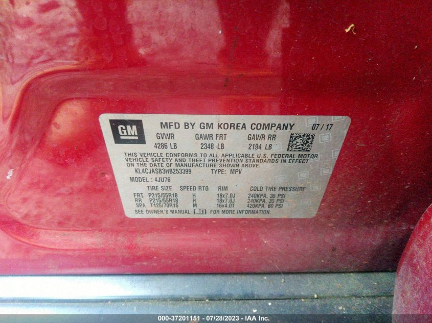 2017 BUICK ENCORE PREFERRED - KL4CJASB3HB253399