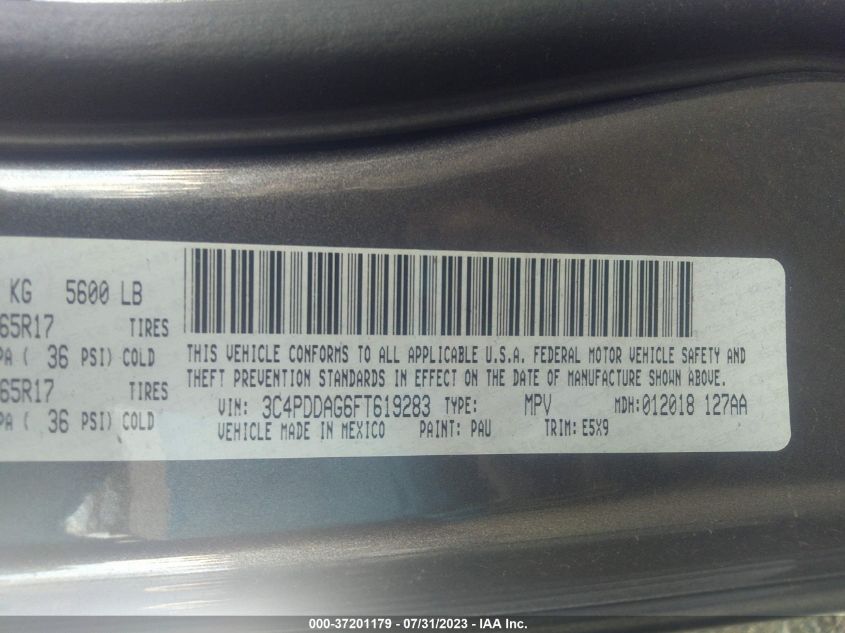 2015 DODGE JOURNEY SE - 3C4PDDAG6FT619283