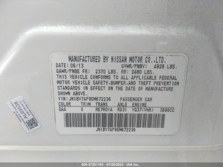 2014 INFINITI Q50 SPORT - JN1BV7AP9EM672236