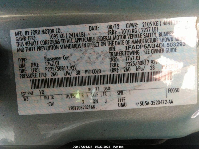 2013 FORD C-MAX HYBRID SE - 1FADP5AU4DL503293