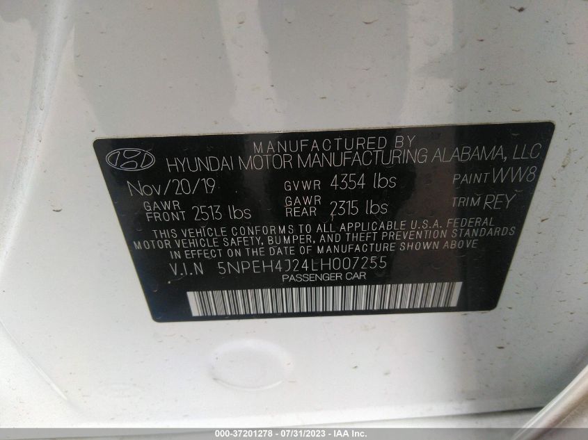 2020 HYUNDAI SONATA LIMITED - 5NPEH4J24LH007255