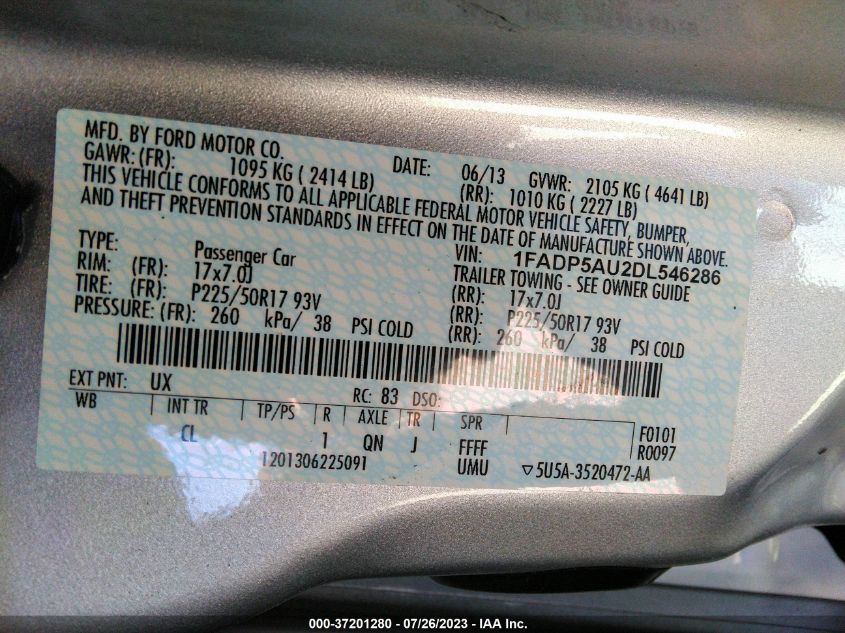 2013 FORD C-MAX HYBRID SE - 1FADP5AU2DL546286