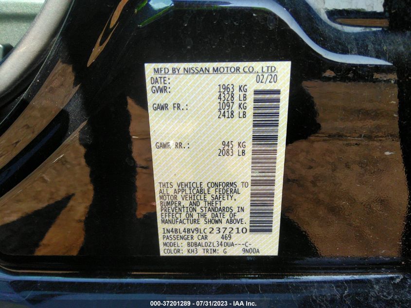 2020 NISSAN ALTIMA 2.5 S - 1N4BL4BV9LC237210