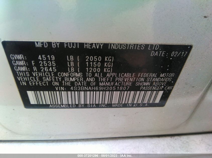 2017 SUBARU LEGACY PREMIUM - 4S3BNAH69H3051807