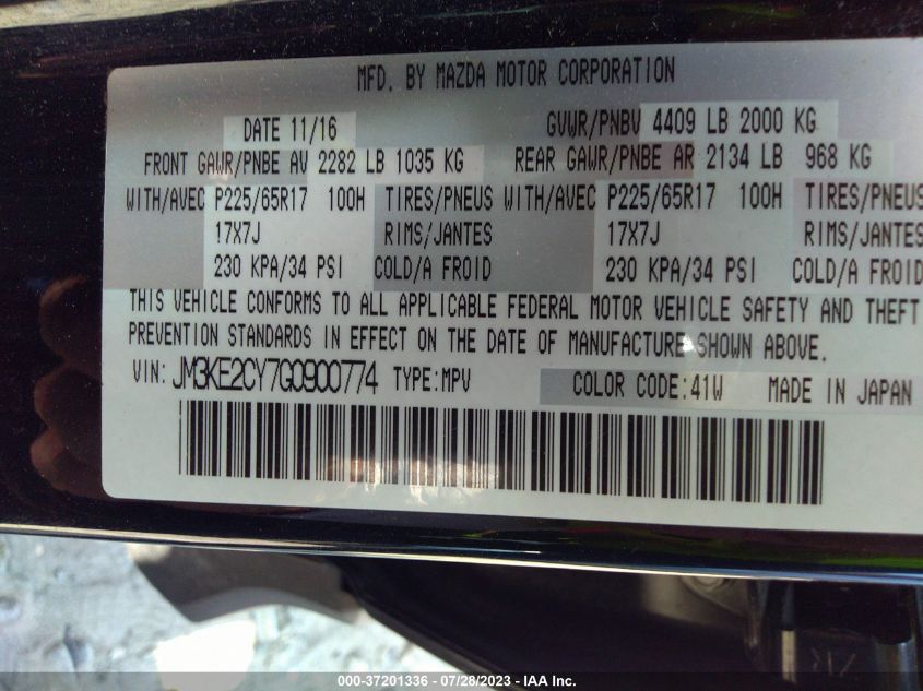 2016 MAZDA CX-5 TOURING - JM3KE2CY7G0900774