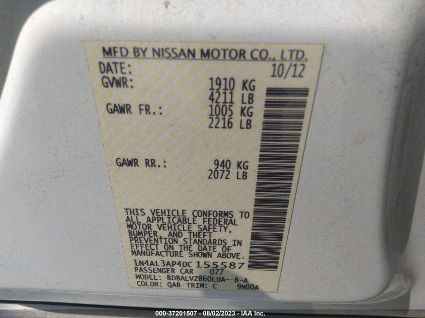2013 NISSAN ALTIMA 2.5 SL - 1N4AL3AP4DC155587