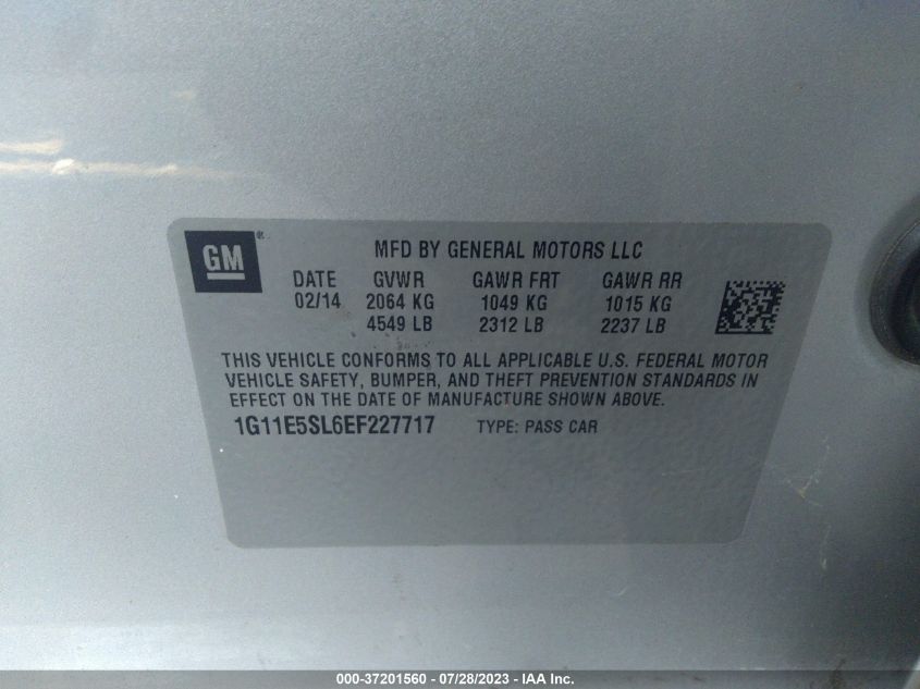 2014 CHEVROLET MALIBU LT - 1G11E5SL6EF227717