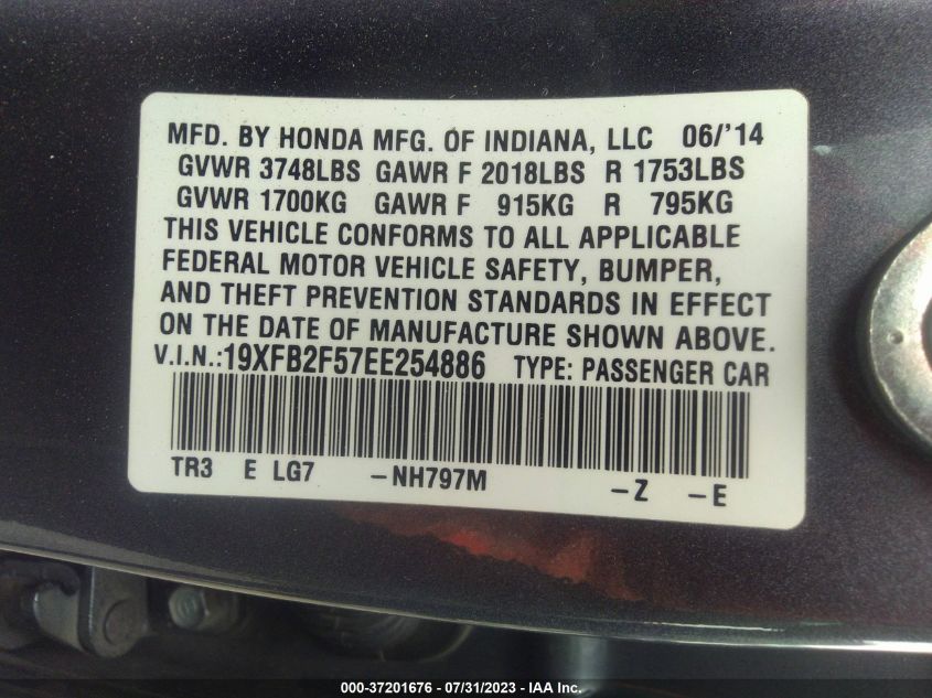 2014 HONDA CIVIC SEDAN LX - 19XFB2F57EE254886