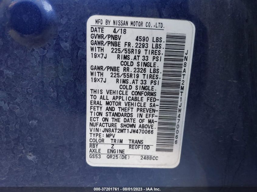 2018 NISSAN ROGUE SL - JN8AT2MT1JW470066