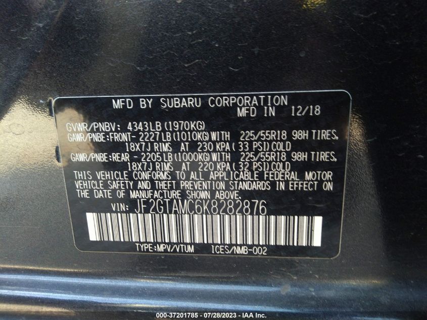 2019 SUBARU CROSSTREK LIMITED - JF2GTAMC6K8282876