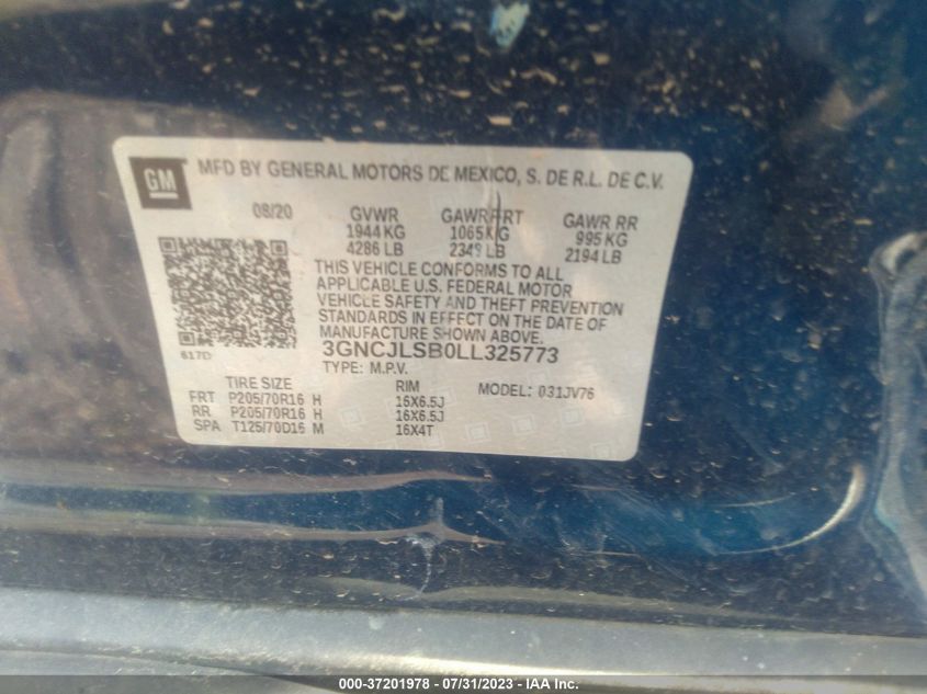 2020 CHEVROLET TRAX 1LT - 3GNCJLSB0LL325773