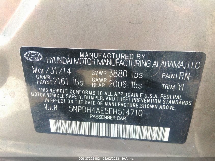 2014 HYUNDAI ELANTRA SE - 5NPDH4AE5EH514710