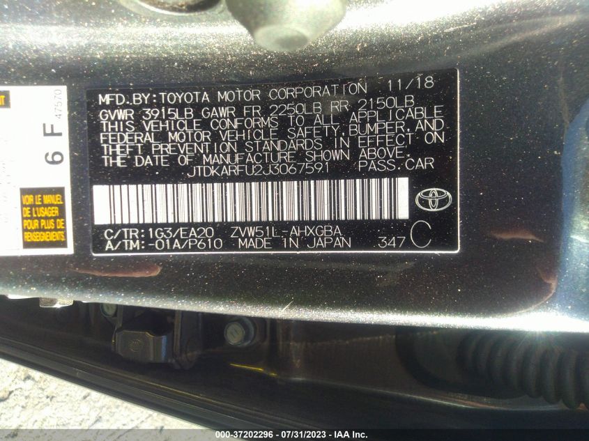 2018 TOYOTA PRIUS TWO/TWO ECO/THREE - JTDKARFU2J3067591
