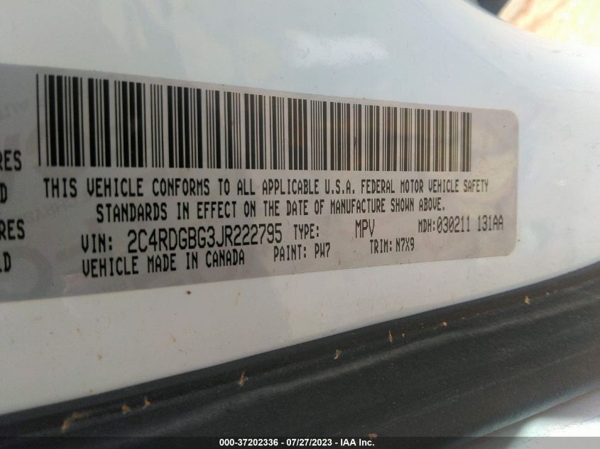 2018 DODGE GRAND CARAVAN SE PLUS - 2C4RDGBG3JR222795